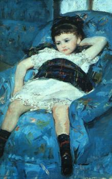 瑪麗 史帝文森 卡薩特 藍色扶手椅上的小女孩, 細節